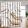 1pc Nordic White Gold Marble Shower Curtain, Polyester Fabric, Machine Washable, Suitable for Bathroom Decoration
