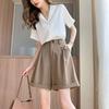 Women's High-Waisted Five-Minute Suit Shorts - Loose, Slim, Casual Wide-Leg with Rolled Hem for Summer