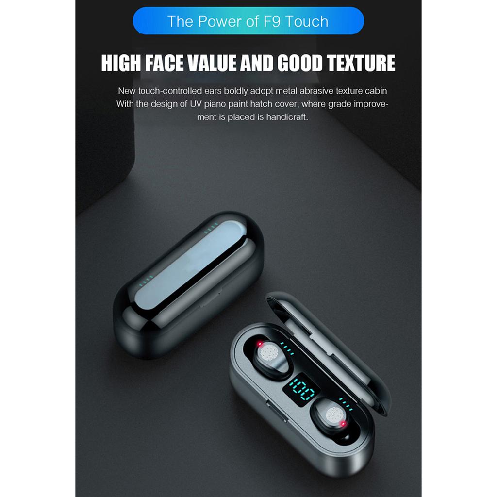 F9 True Wireless Stereo BT 5.4 Wireless Headphones Mini Smart In Ear Sport Headset Earbuds