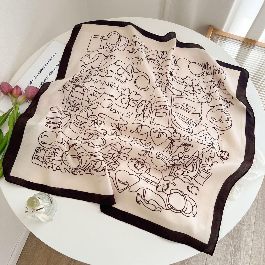 [Collection] Velvet Silk Scarves Women'S Versatile High-End Square Scarves Neck Scarves Spring And Autumn Retro