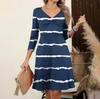 Women's  Casual Loose Comfortable Print V-Neck 3/4 Sleeve Dress