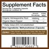 High-Concentration Ashwagandha Capsules with Organic Black Pepper, 1600mg, Suitable for Men and Women