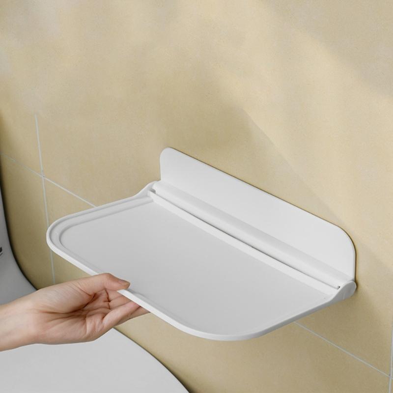 Foldable Plastic Shelf Stick on Wall for Kitchen Bathroom Many Place Extra Storage Needed Wall Mounted Bedside Shelves