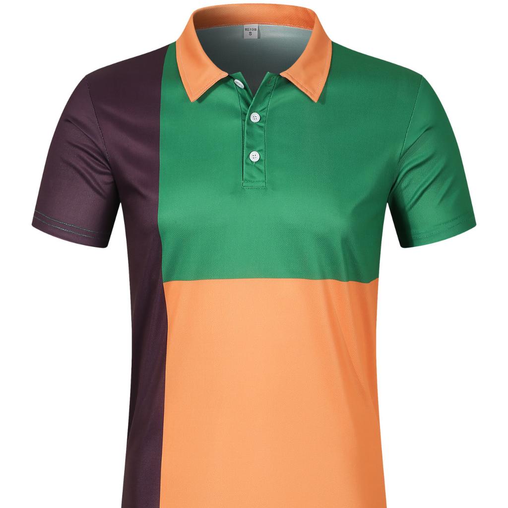 Summer new men's short-sleeved polo shirts fashion clash of colours polo shirts fashionable versatile striped body shirts