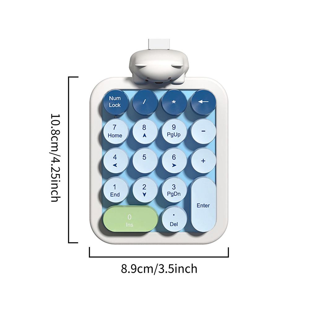 Mofii Bezdrátová numerická klávesnice, Barevná retro mini přenosná numerická klávesnice, 2.4G bezdrátová externí klávesnice pro počítač