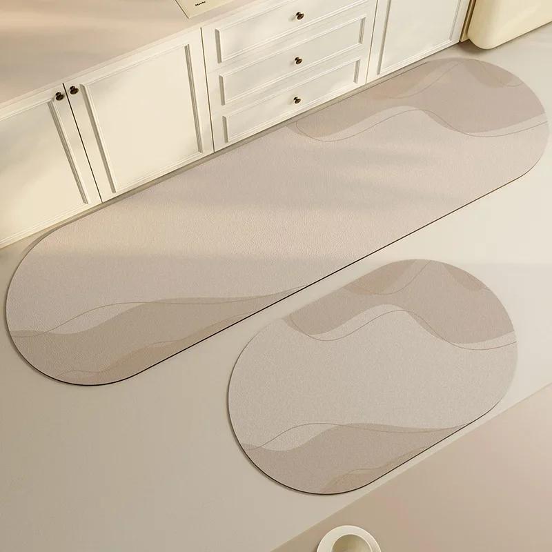 Kitchen Carpet PVC Waterproof Oil-proof Non-slip Floor Mat Easy-to-care Wash-free Wipeable Soft Leather Area Rug 50x80cm