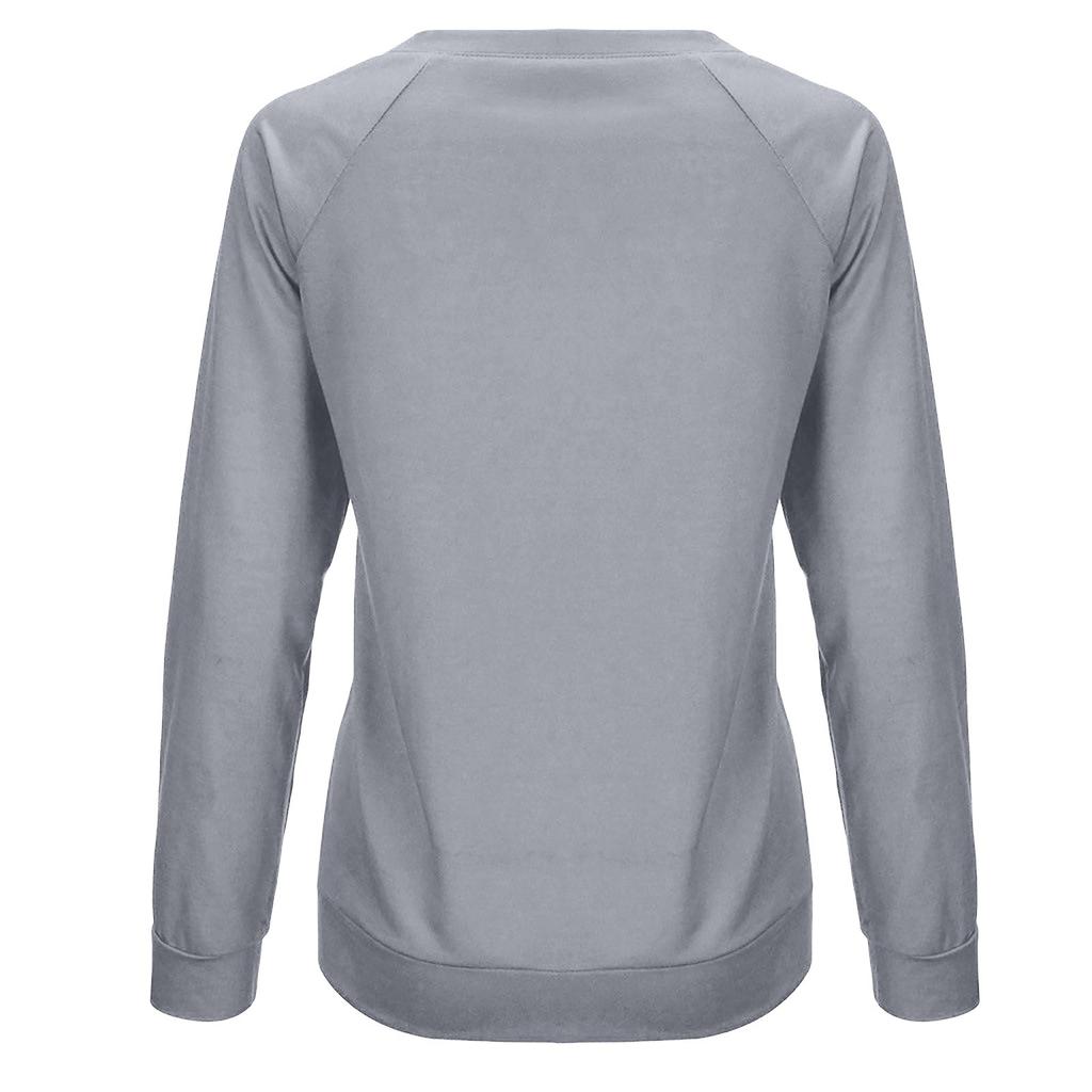 Fashion Womens Loose Valentine's Day Print Round Neck Long Sleeve Sweater Top