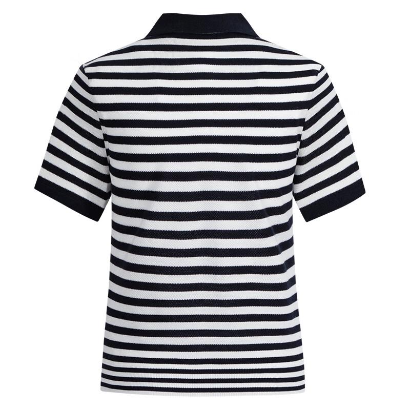 Navigare Women's Striped Short Sleeve Polo Knit Shirt