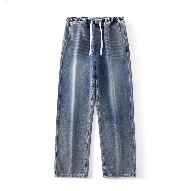 American Retro Washed Jeans Men's Hong Kong Style Loose Straight Drape Wide-leg Pants