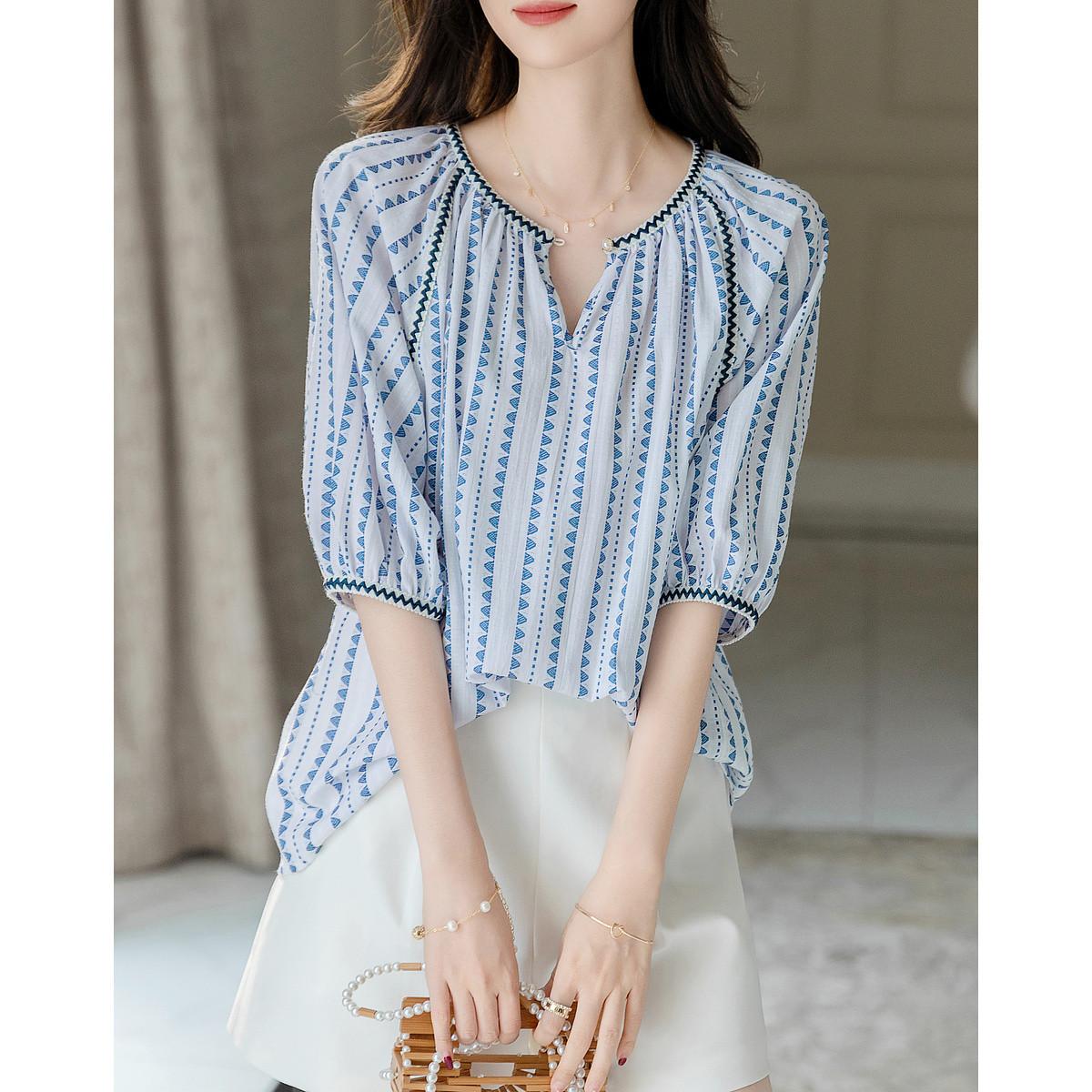 

Весенняя новинка: шифоновая клетчатая рубашка с круглым вырезом и рукавом пять четвертей, женская рубашка в стиле темперамент 2XL