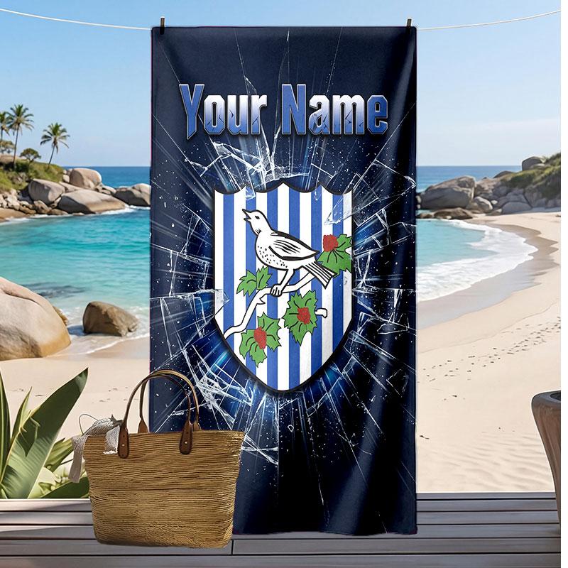 West Bromwich Albion FC Personalized Printed Beach Towel Soccer Logo Support Custom Name Text Absorbent Towel For Sport Travel Special Gift