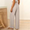 Women's Cotton And Linen Fashion Casual Pocket Drawstring Trousers