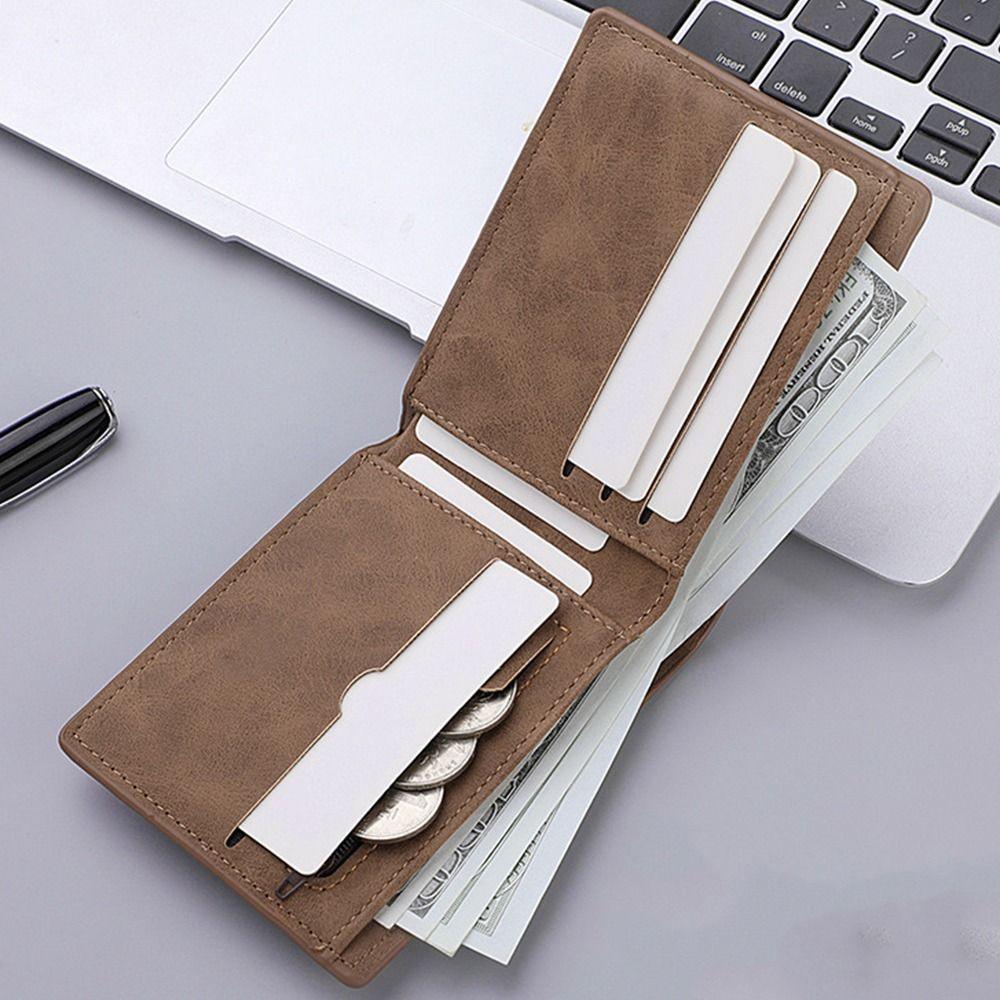 PU Leather Male Purse Lightweight Short Skin Wallets Gift Short Card Holder Travel