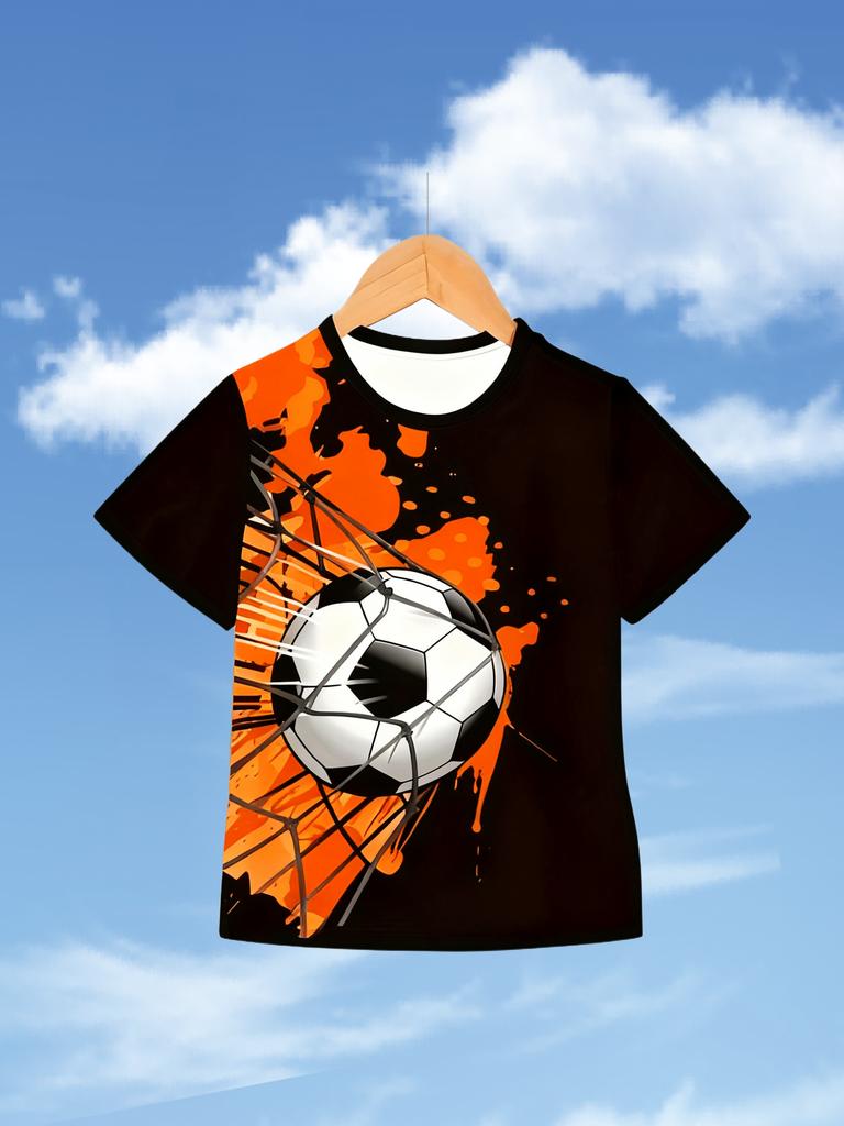 Children's Clothing 3D Football Print Short Sleeve T-Shirt Boy Clothes Summer Casual Quick-Dry Football Shirt Kids Clothes Tops