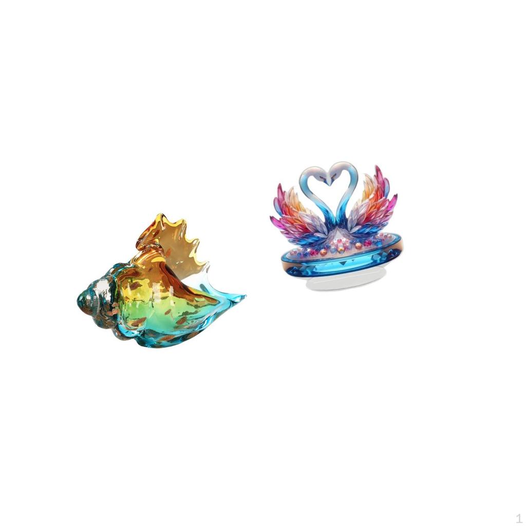Glass Conch Swan Figurine Acrylic Sea Animal Art Sculpture Decor Craft Statue Ornament for Home