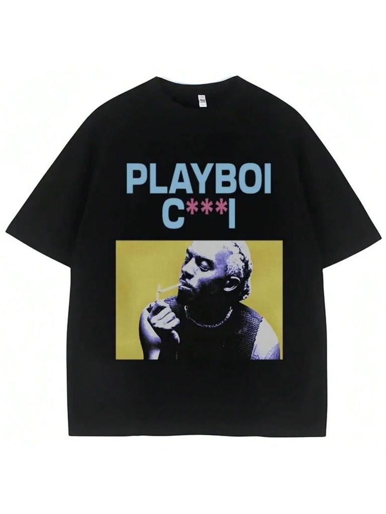 Rapper Print T-Shirt Summer Unisex Wounisex Cotton Tops Hip Hop Gothic Fashion Oversized Casual T Shirt Streetwear Male