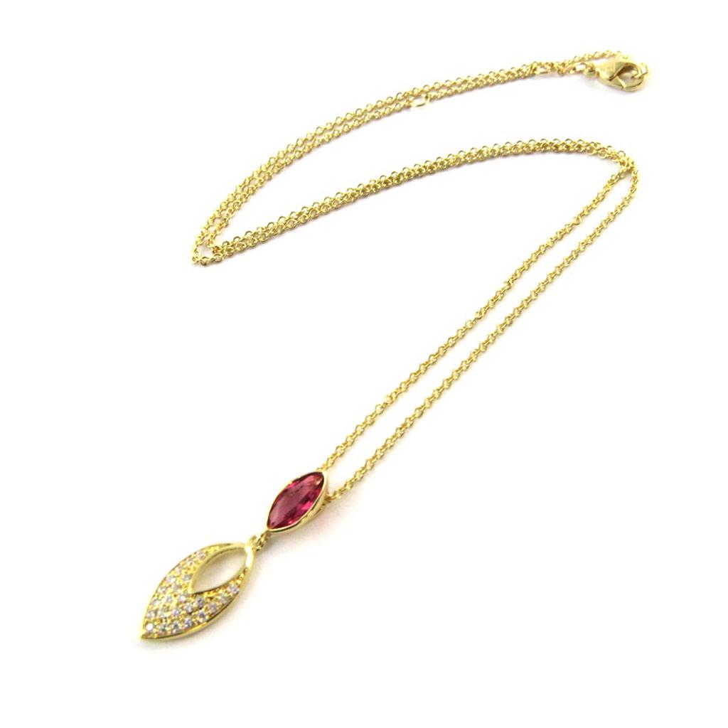 Les Trésors De Lily [N5398] - Gold-Plated Necklace 'Sissi' Golden Ruby ​​- 25x7 Mm