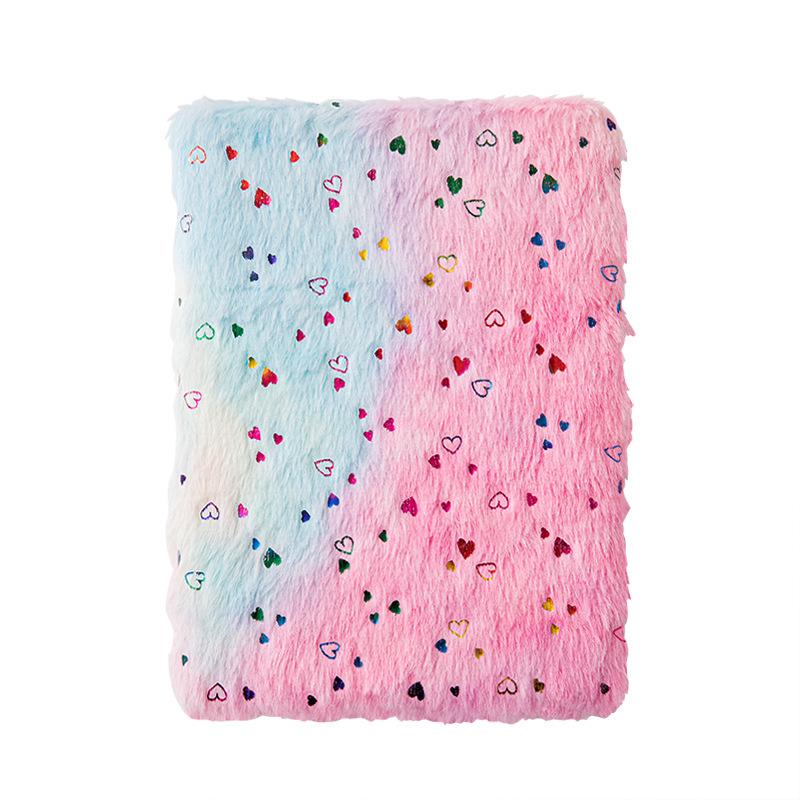 A5 Plush Notebook with Cute Gradient Sequin Cover - Student Diary & Memo Book
