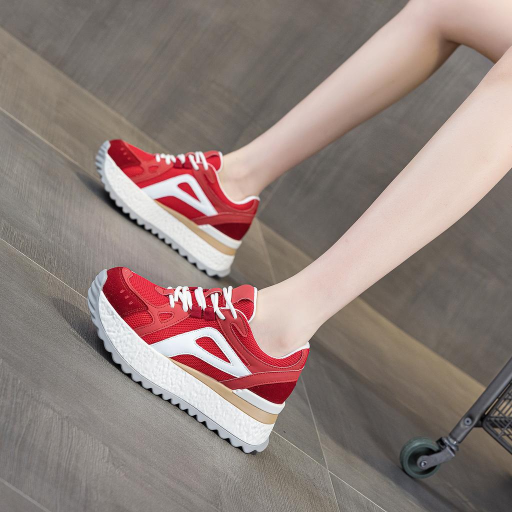 Platform Sports Forrest Gump Shoes Women's 2025 Autumn New Ankola Red Round Head Color Matching Casual Fashion Dad Shoes