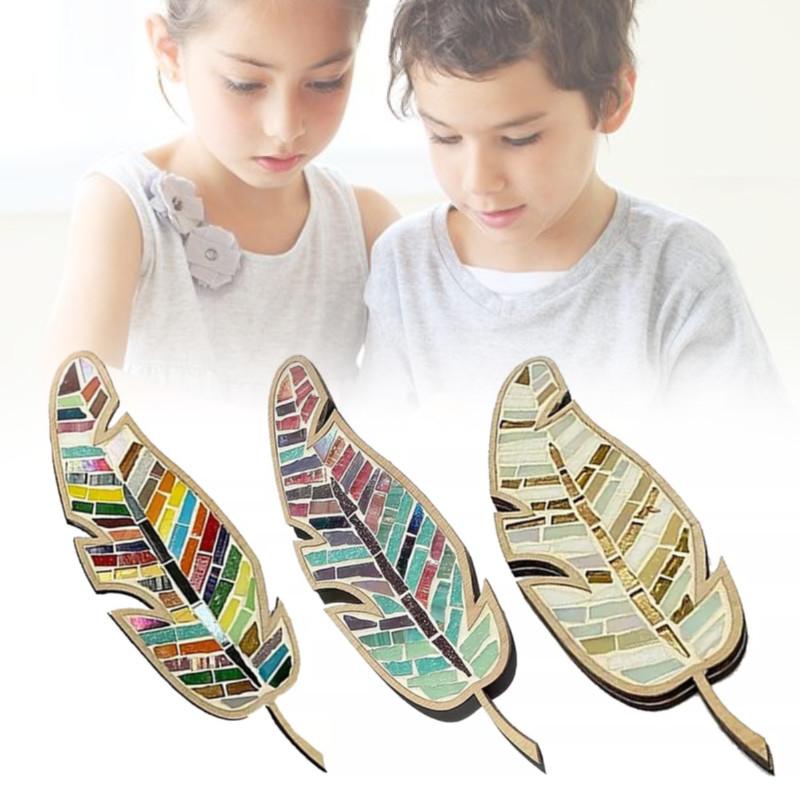 Stained Feather Bright Glass Craft Mosaic Kit Diy Ornaments For Adult Kids Gift