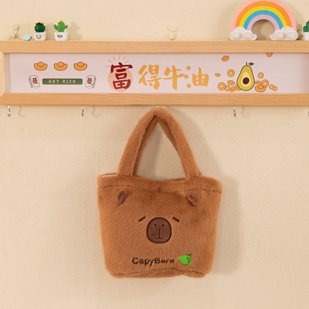 Large Capacity Capybara Plush Handbag Animal Cartoon Cartoon Backpack  Kids Birthday Gift