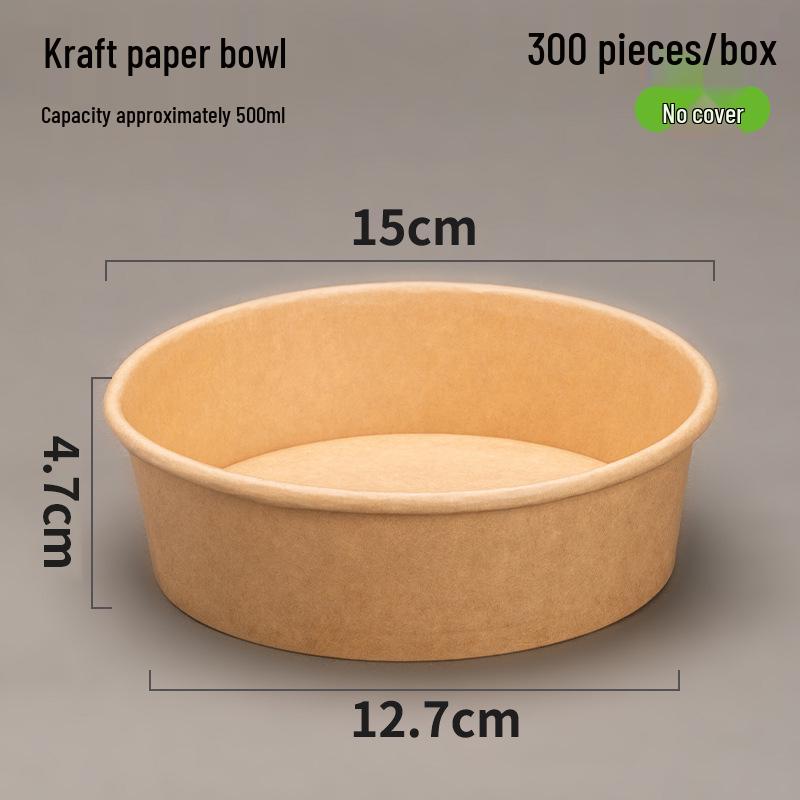 Бумажная миска из крафт-бумаги - Одноразовая коробка для салата и еды с крышкой для еды на вынос