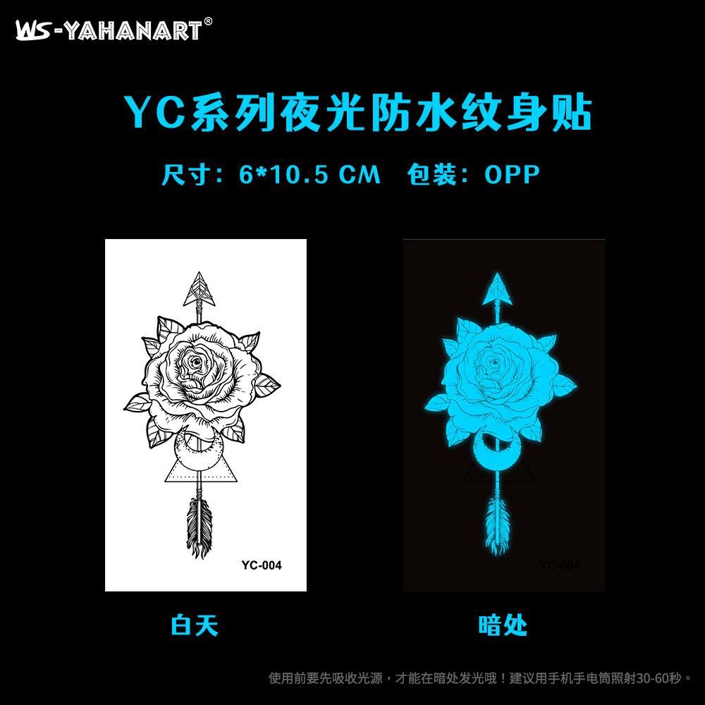 Luminous Blue Tattoo Sticker Nightclub Bar Music Festival Party Floral Female Tattoo Sticker Glowing Face Sticker