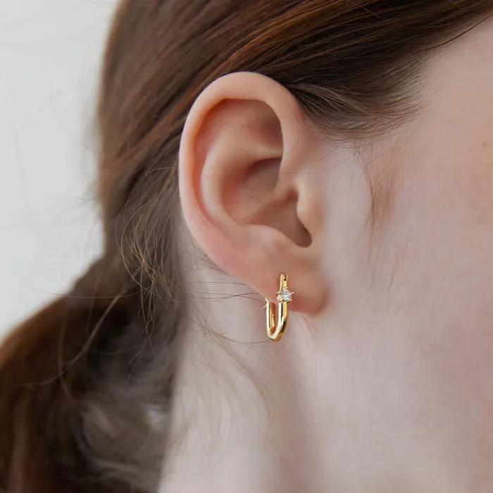 (Silver 925) Front Cubic Hoop Earrings EC1971