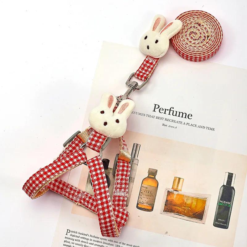 Dog Harness For Small Dogs Cats Adjustable Kitten Collar Pet Harness With Leash Set Plaid Chest Vest Leash Dog Leads Accessories
