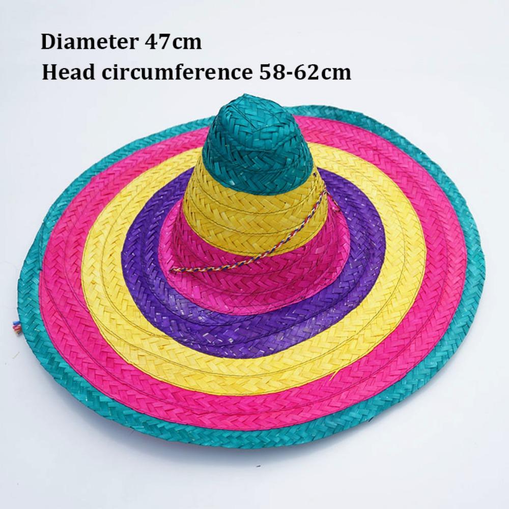 Colorful Straw Hats Mexican Style Men Women Summer Hats New Wide Brim Hats  for Halloween Party