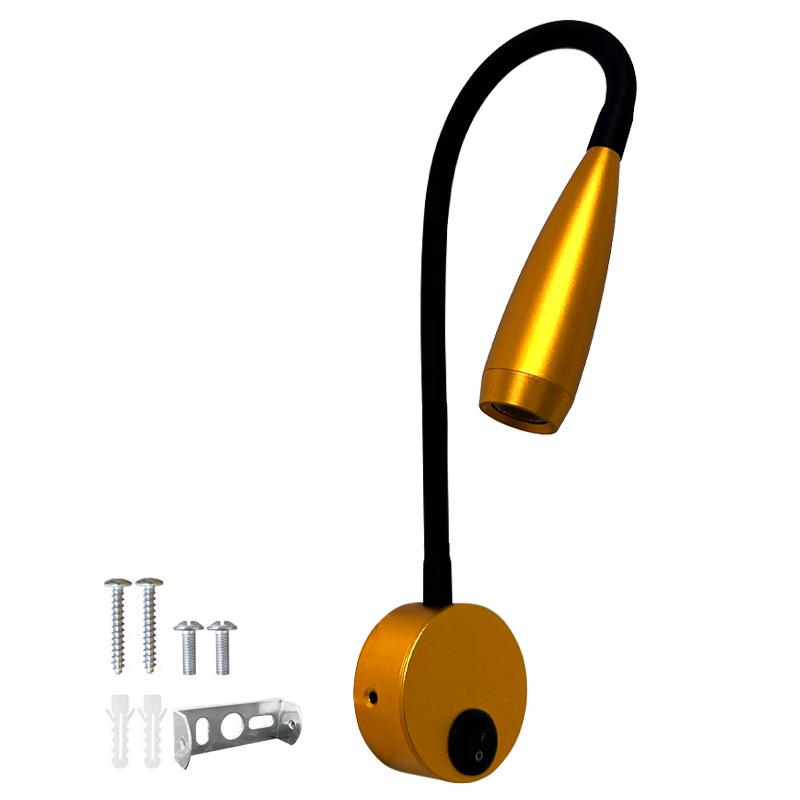 3W LED Svanehals Leselampe, Veggmontert Nattbordsspotlight