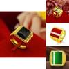 Chic Brass Gold-plated Open Ring With Dazzling Gemstone In Trendy Geometric Fashion Design