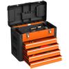 4-Drawer Steel Tool Box with Removable Tray, Powder-Coated, 49.7x25.3x40.7 Cm, Orange