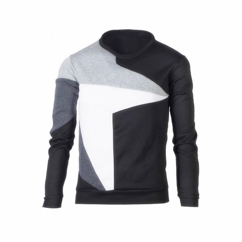 Men's Patchwork Color Block Long Sleeve Fleece Sweatshirt