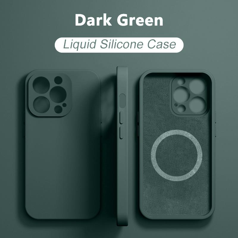 

Магнитный чехол из жидкого силикона для iPhone 15 14 13 12 11 Pro Max Mini X XR XS 8 Plus SE для беспроводной зарядки MagSafe For iPhone 13 mini