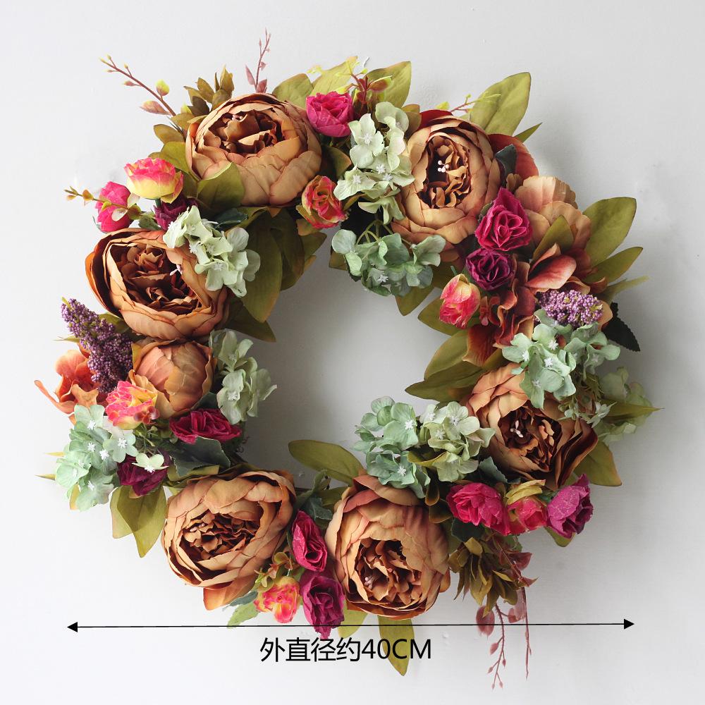 Artificial Peony Wreath Garland Rattan Home Decor Wedding Wreath Flower Home Door Decoration Wedding Centerpieces for Tables