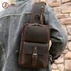 Pánská crossbody taška na hrudník z kůže Crazy Horse: Velká kapacita, Retro minimalistický design pro cestování v přírodě