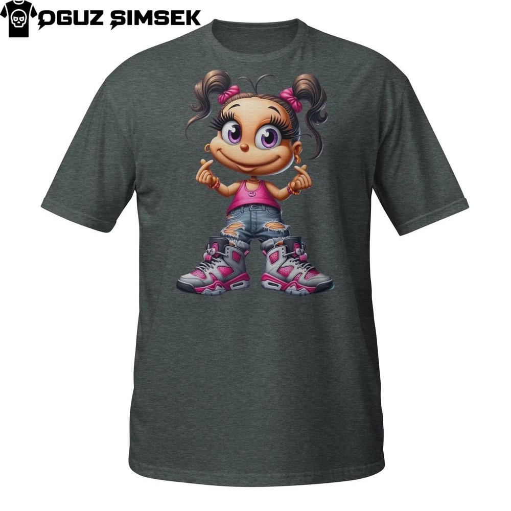 

Cute Cartoon Girl T-Shirt – Urban Streetwear Style with K-Pop Finger Heart 3XL