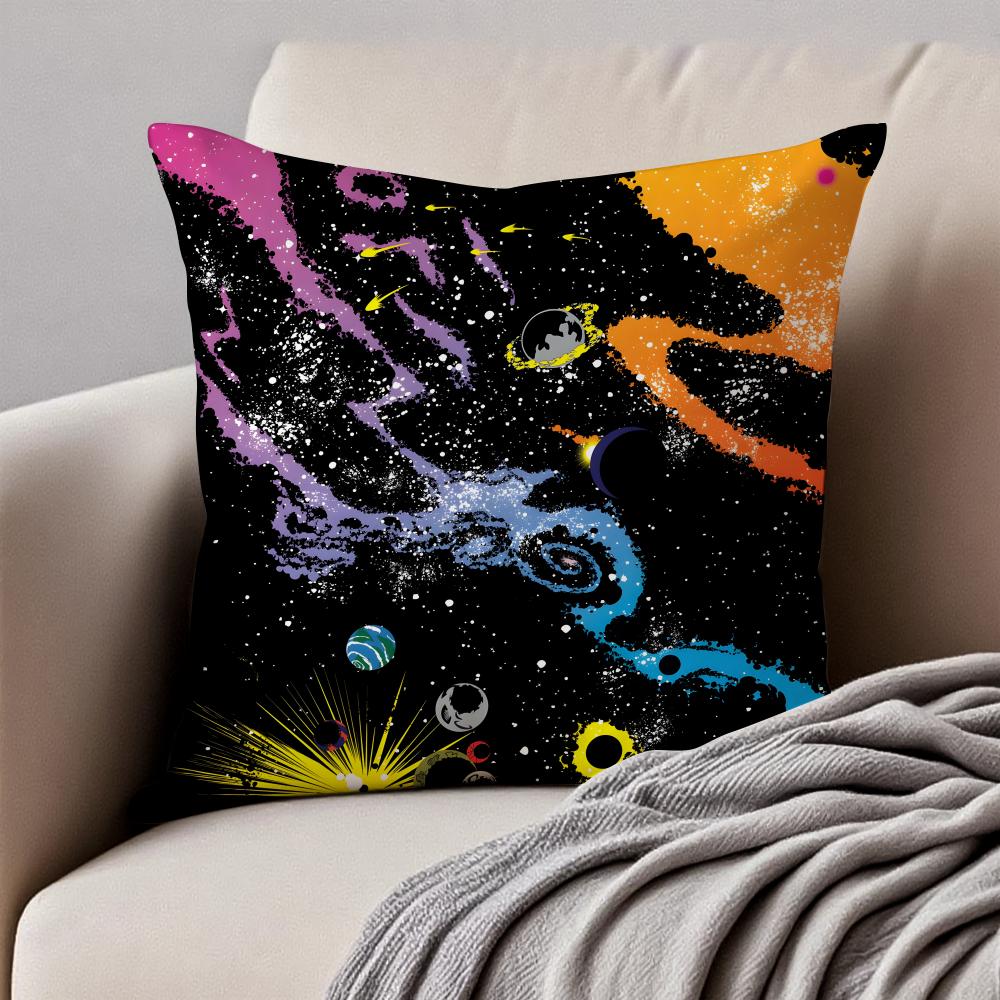 Dreamy Universe Starry SciFi Cushion Cover Pillowcase Antidustmite Invisible Zipper Short Plush Sofa Cushion