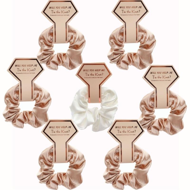 Bridesmaid HairPiece Hair Scrunchies Ponytail Holder Wedding Party Accessories Bridesmaid Scrunchies Proms Gifts 5PCS