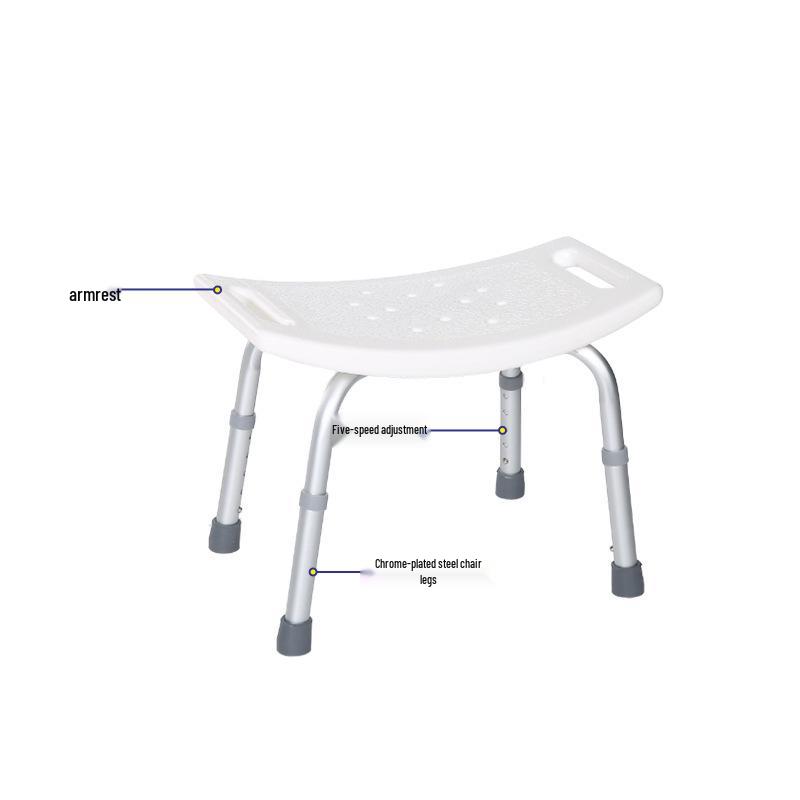 Adjustable Non-slip White Bath Stool for Elderly & Pregnant Women