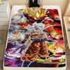 Son Goku Print Flannel Blanket, Warm for Sofa Bed Chair Picnic Travel, Bedroom Decorative Home Throw -HE22