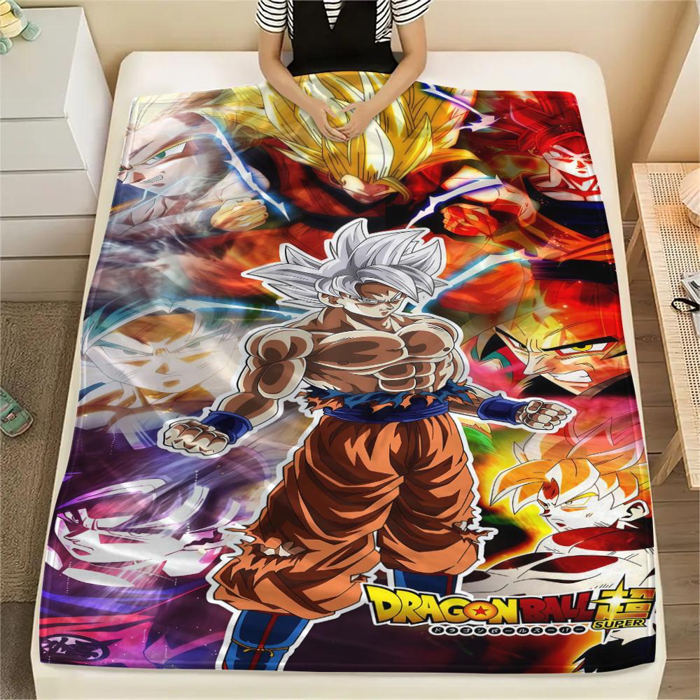 Son Goku Print Flannel Blanket, Warm for Sofa Bed Chair Picnic Travel, Bedroom Decorative Home Throw -HE22