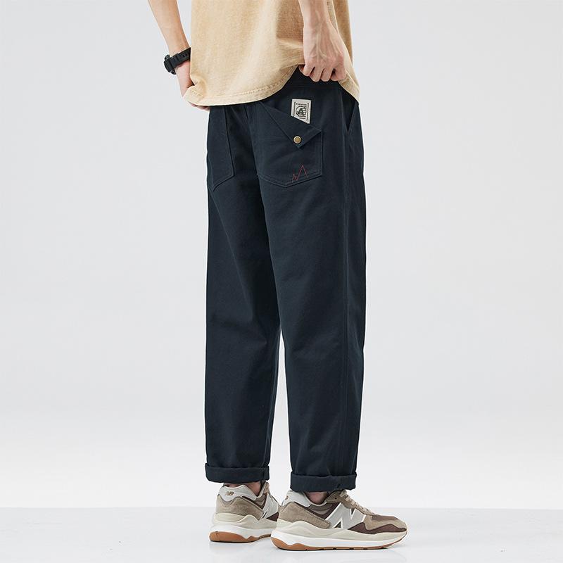 American overalls men's summer new trendy brand loose straight wide-leg pants teenagers handsome cotton casual trousers