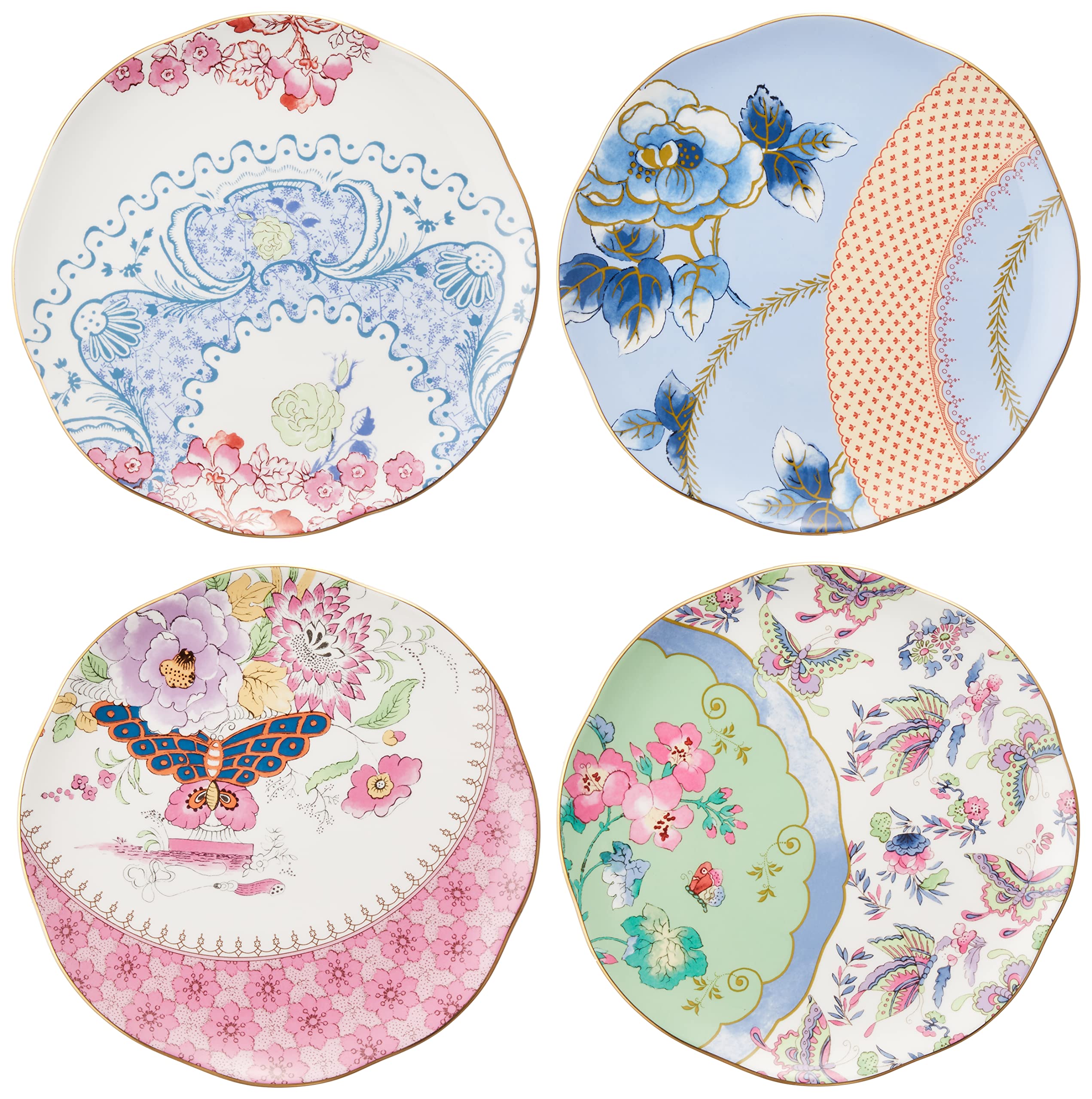 

[Официально импортировано] Фарфоровые тарелки Wedgwood Butterfly Bloom, 21 см, Набор из 4 шт., Свадебный подарок, 5C107800053