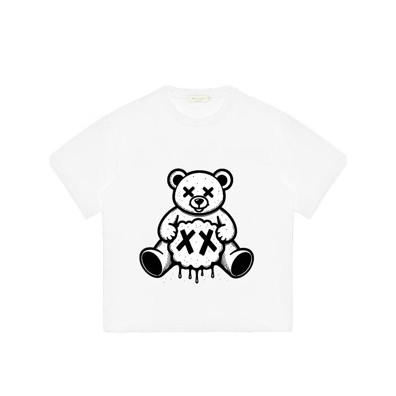 Black T Shirt With White Teddy Bear Print And Xx Symbol Casual Streetwear For Men And Women