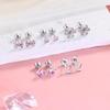 Cute Bowknot Butterfly Heart Flower Studs Surgical Steel Earrings Allergy Resistant for Sensitive Ears with Screw Back