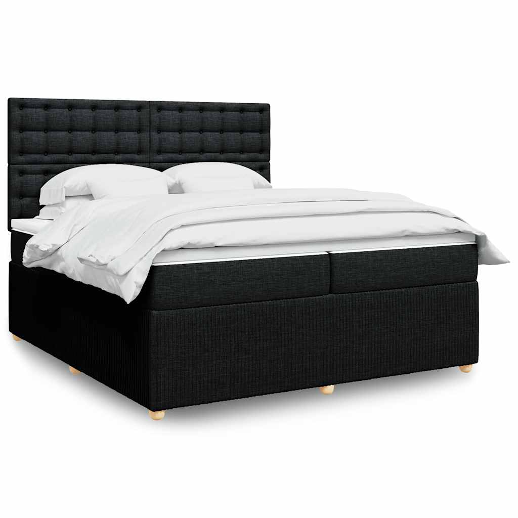 Box Spring Bed with Mattress Black 200x200 Cm Fabric