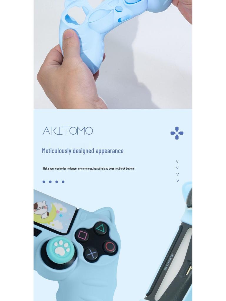 Cartoon Cute Silicone PS4 Controller Case with Joystick Caps, Stickers & Anti-Dust Ring