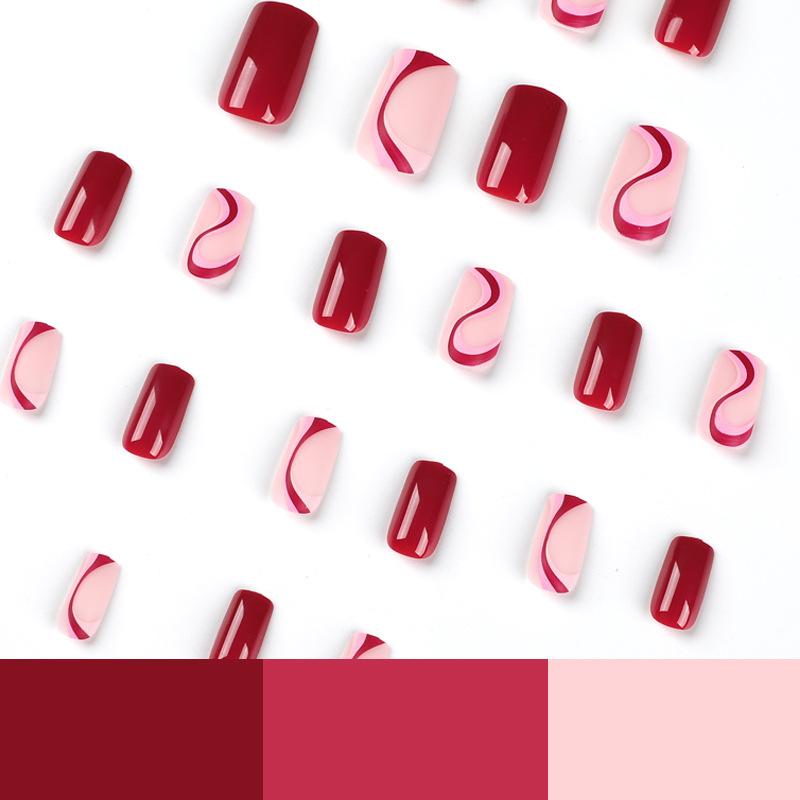 Tragbares Nagelstück Mattes Rosenrot Gewelltes einfaches Nagelpflaster Tragbarer Nagel Tragbarer Nagel
